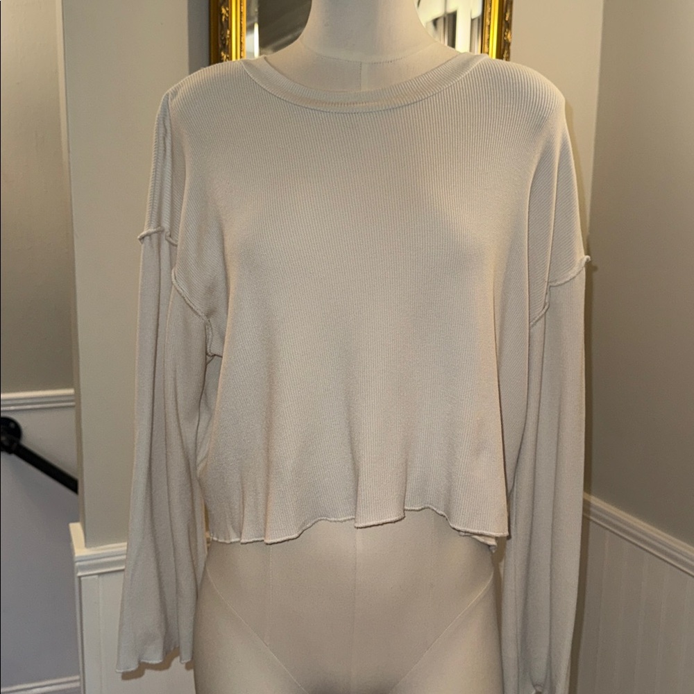 LNA Off-White Ribbed Cropped Top. Large. Good condition.